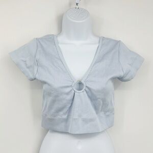 Aerie Seamless Crop Top Size XL Blue Gym Workout